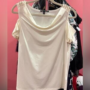 City Chic Off-White Cowl Neck Blouse